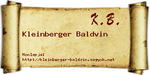 Kleinberger Baldvin névjegykártya